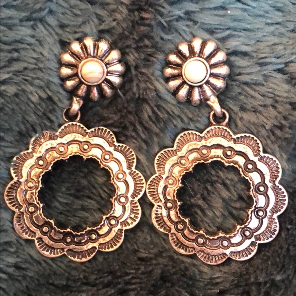 Silver floral earrings